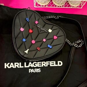 Authentic Karl Lagerfeld Black Heart-Shaped Women's Bag